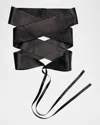 The Row Wide Leather Wrap Belt In Black