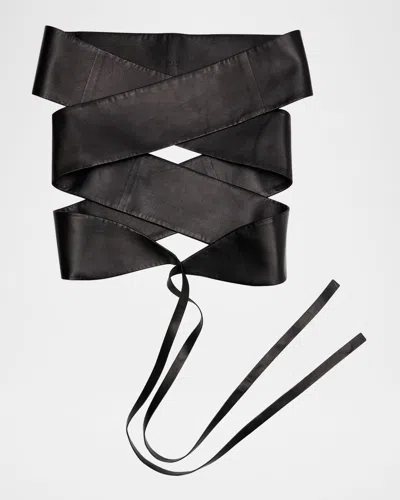 The Row Wide Leather Wrap Belt In Black