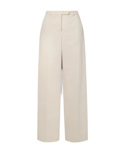The Row Wide-leg Cotton-wool Trousers In Nude