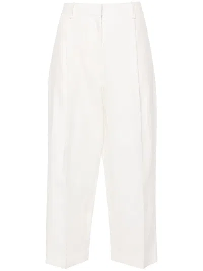 The Row White Wide-leg Linen Trousers