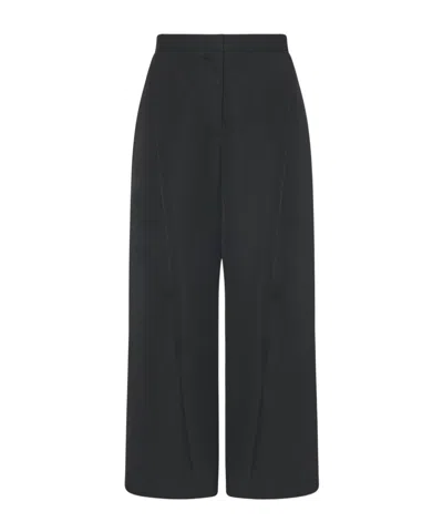 The Row Wide-leg Wool Casual Pants In Black