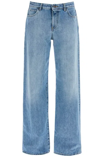 The Row Tarley Mid-rise Linen Wide-leg Jeans In Blue