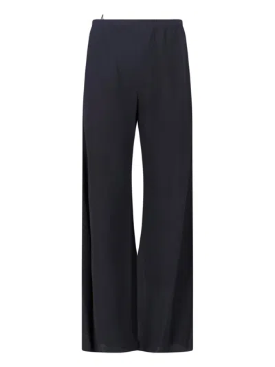 The Row Wide Silk Trousers In Blue