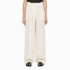The Row White Linen Wide Trousers In White