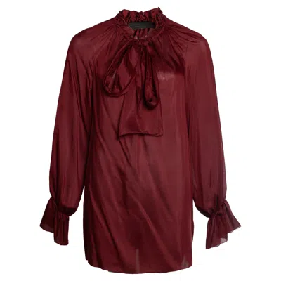 Pre-owned The Row , Wine Red Blouse With Bow And Ruffle Neck