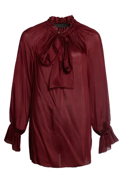 The Row , Wine Red Blouse With Bow In Brown
