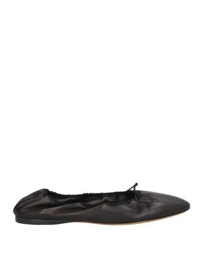 THE ROW THE ROW WOMAN BALLET FLATS BLACK SIZE 7 LEATHER