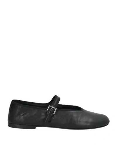 The Row Boheme Mary Jane Ballet Flats In Black Lambskin Leather