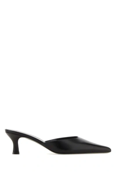 The Row Brown Cybil Mules In Black