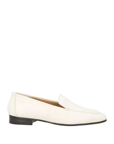 The Row Woman Loafers Ivory Size 7.5 Leather In White