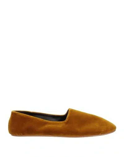 The Row Woman Loafers Mustard Size 6 Textile Fibers In Yellow