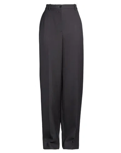 The Row Woman Pants Charcoal Size 8 Virgin Wool, Silk In Black