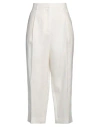 The Row Woman Pants Ivory Size 6 Linen, Silk In White
