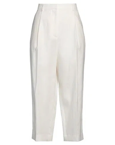 The Row Woman Pants Ivory Size 6 Linen, Silk In White