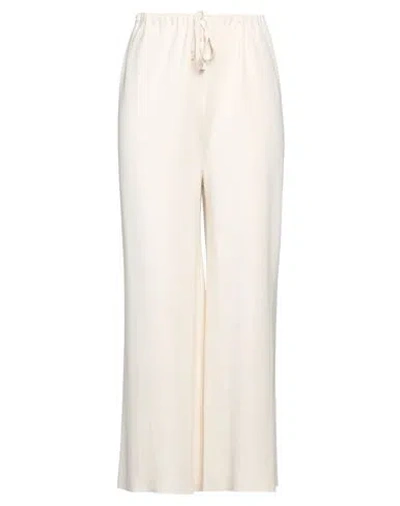 The Row Woman Pants Ivory Size M Silk, Cotton In White