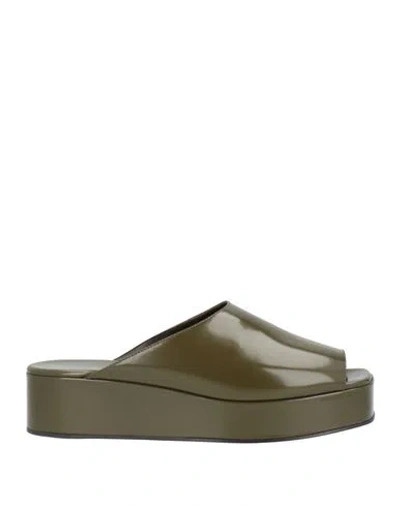 The Row Woman Sandals Dark Green Size 8 Leather