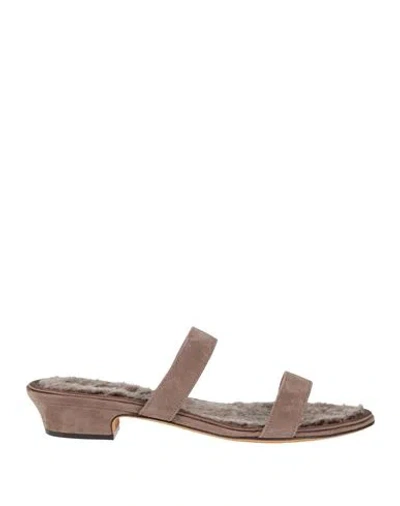 The Row Woman Sandals Taupe Size 6 Leather In Multi