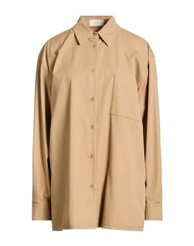The Row Woman Shirt Beige Size 4 Cotton, Cashmere In Brown
