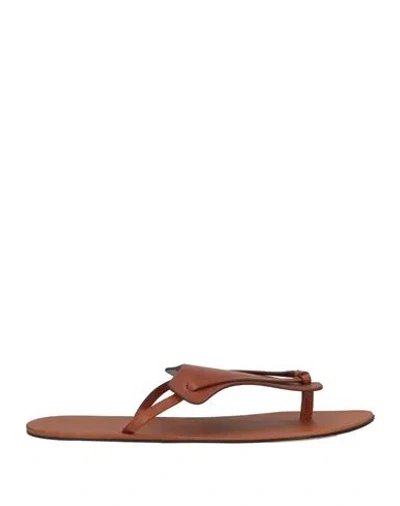 The Row Woman Thong Sandal Tan Size 7.5 Leather In Brown