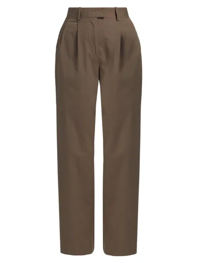 The Row Women's Alfidis Pleat-front Cotton Pants In Brown