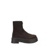 The Row Zipped Boot 1 Suede Ankle Boots In Brown