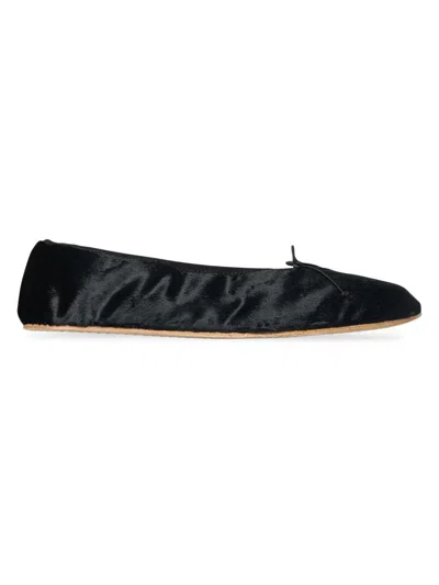 The Row Velvet Ballerina Flats In Black