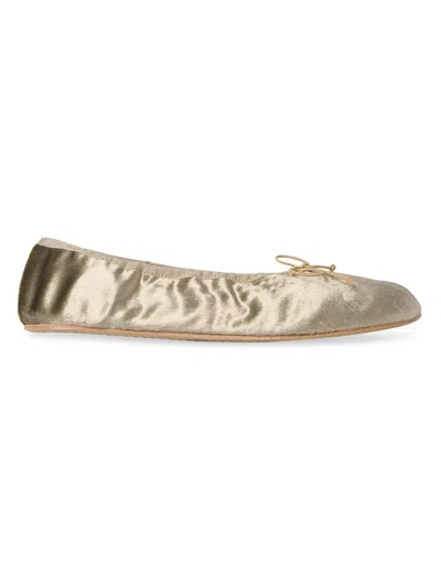 The Row Women's Bow-detail Velvet Ballet Flats In Brown