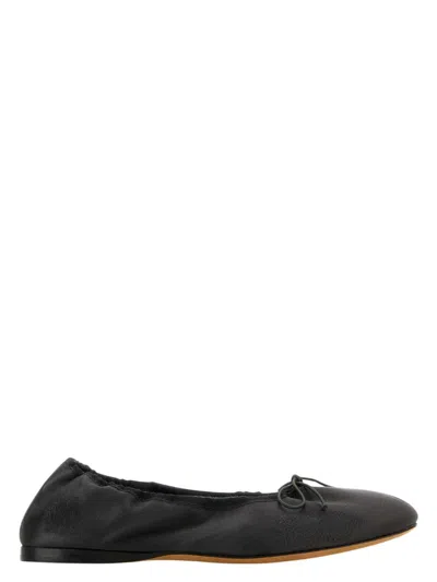 THE ROW WOMEN'S CHARCOAL LEATHER AWAR BALLERINAS