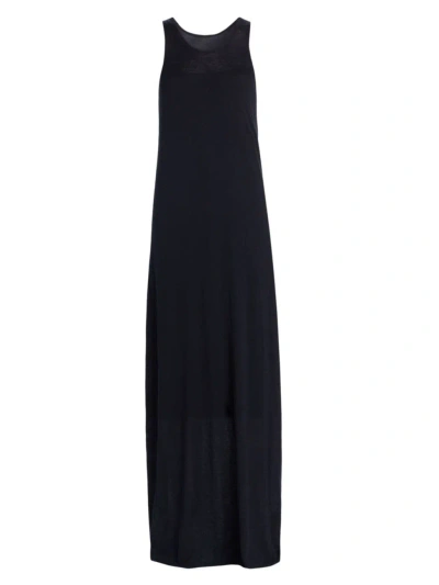 The Row Farissa Organic Cotton & Cashmere Maxi Tank Dress In Dark Grey Melange