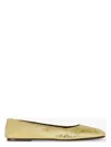 The Row Square Laminated Leather Ballerina Flats In Dorado