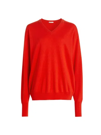 The Row Women's Gracy Cashmere V-neck Sweater In Red