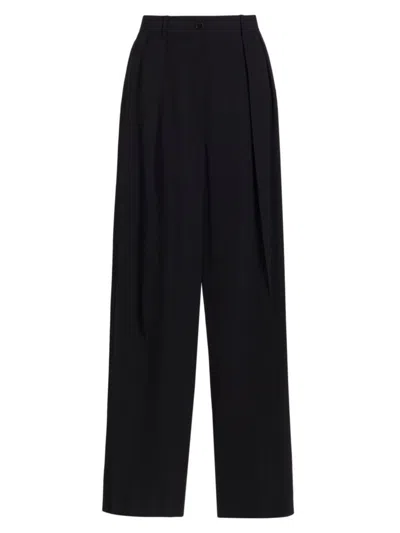 The Row Igor Pleated Straight-leg Pants In Black