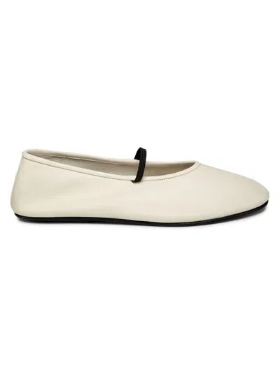 The Row Women's Leather Ballet Flats In White
