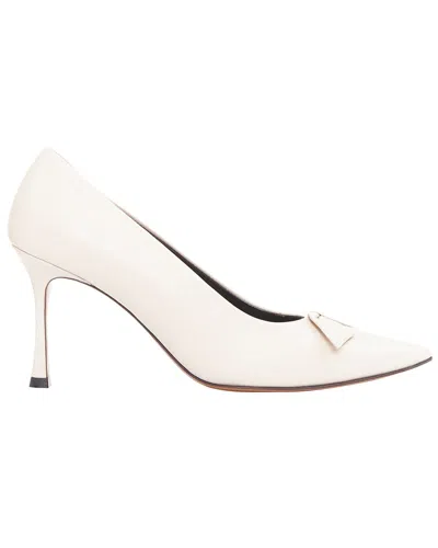 Pre-owned The Row Women's Leather Champagne Pump Bow Rose Soft Calf Pointy Spool Heel  Pump (authentic Pre-lov