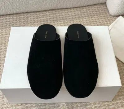 Pre-owned The Row Women Leather Half Slppers In Black