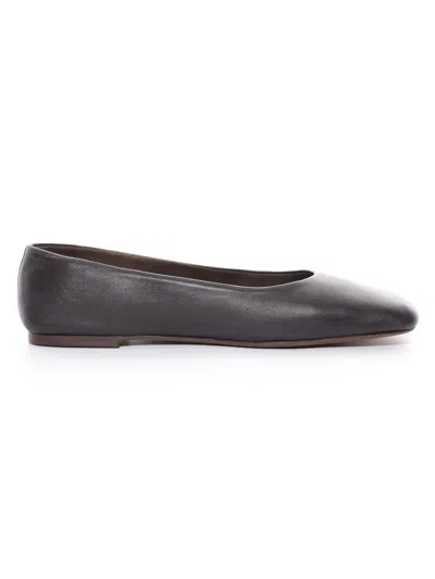 The Row Women's Leather Square-toe Ballet Flats In Black