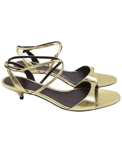 The Row Women's Leather Vika Ankle Strap Kitten Heeled Sandal (authentic Pre-  Loved) In Gold