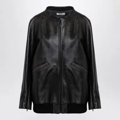 The Row Brown Leather Zipped Jacket