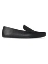 The Row Leo Grained Leather Slippers In Black