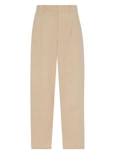 The Row Women's Lilas Light Khaki Cotton And Linen Trousers