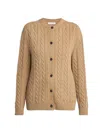 The Row Cable Knit Cardigan With Round Neckline And Button-down Front In Brown