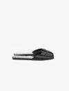 The Row Milla Satin Slide Sandal In Blk Black