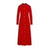 The Row Myra Button-down Silk Crepe Maxi Dress In Red