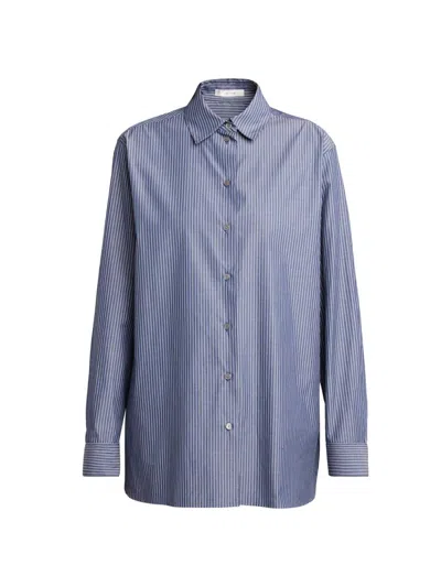 The Row Women's Sisilia Striped Cotton Shirt In Blue