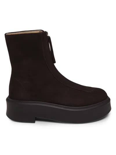 The Row Women's Suede Zipped Platform Boots In Brown