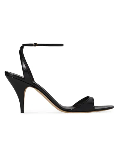 The Row Women's Vika 80mm Leather Ankle-strap Sandals In Black