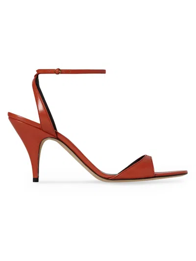 The Row Women's Vika 80mm Leather Ankle-strap Sandals In Red