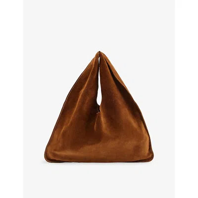 The Row Womens Bindle Small Suede Top Handle Bag Bistre/ecru