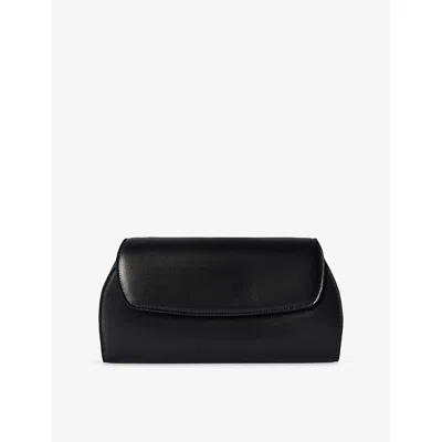 The Row Womens Black Ans Curved Leather Clutch Bag