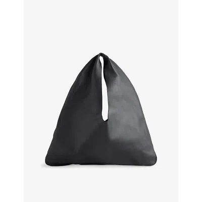 The Row Womens Bindle Small Leather Top Handle Bag Black